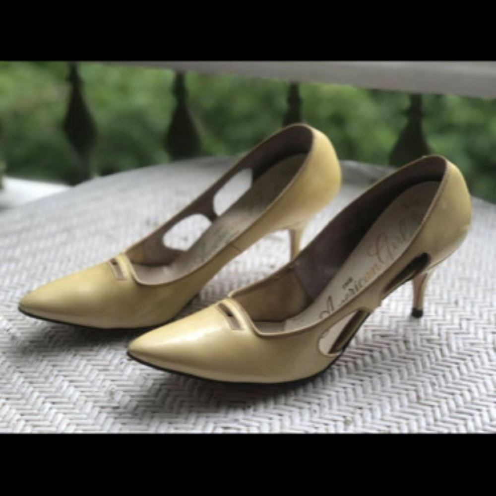 Vintage Patent Yellow Pumps